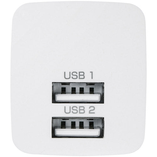 SANWA USB Charger (2 ports, total 2.4A, white) ACA-IP44W 1 piece