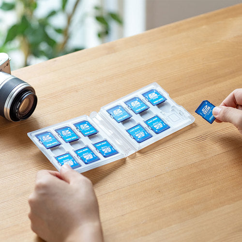 SANWA SD 카드 케이스(12장 수납・클리어) FC-MMC26CL 1개