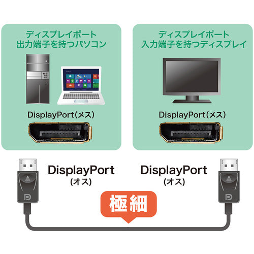 ＳＡＮＷＡ　ＤｉｓｐｌａｙＰｏｒｔケーブル２ｍ　KC-DP2K　1 本