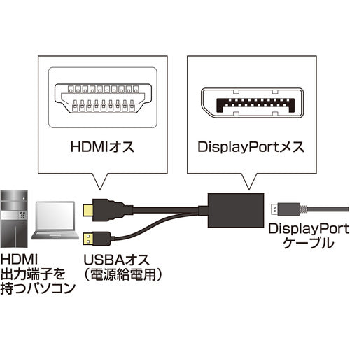 ＳＡＮＷＡ　ＨＤＭＩ−ＤｉｓｐｌａｙＰｏｒｔ変換アダプタ　AD-DPFHD01　1 個