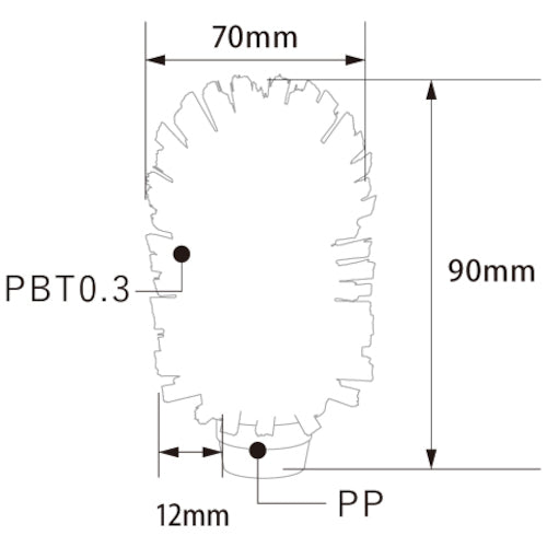 ＢＵＲＲＴＥＣ　バーキュートプラス　ボトルブラシ　ヘッド　７０ｍｍ　黄　ＢＣＰ−Ｂ７０Ｙ　ＨＡＣＣＡＰ対応　69471314　1 本