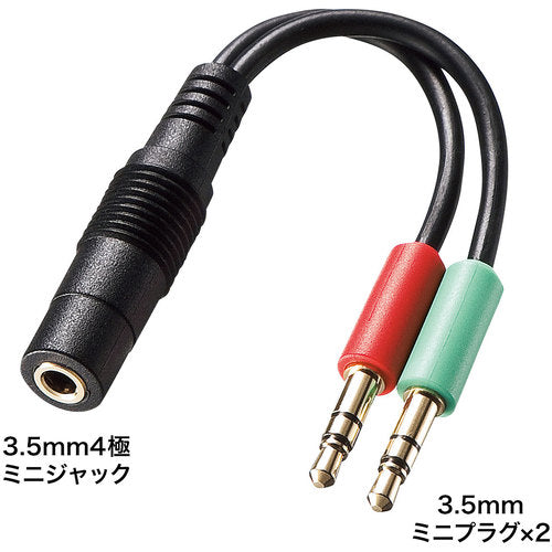 SANWA Headset Conversion Adapter Cable (4-pole female to 3-pole male x 2) KM-A24-005 1 piece