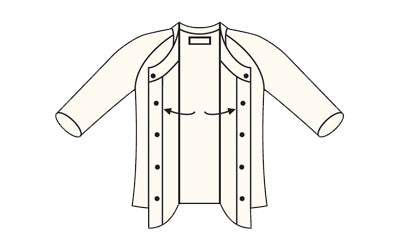 원터치 속옷 신사용 앞 열림 7분 소매 / No.1 M 오프 화이트 1장