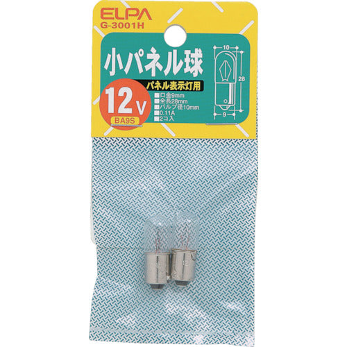 ＥＬＰＡ　小パネル球　ＢＡ９Ｓ　１２Ｖ　クリア　２個入　G-3001H　1 PK