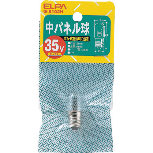 ＥＬＰＡ　中パネル球　Ｅ１２　３５Ｖ　４Ｗ　クリア　G-3102H　1 個