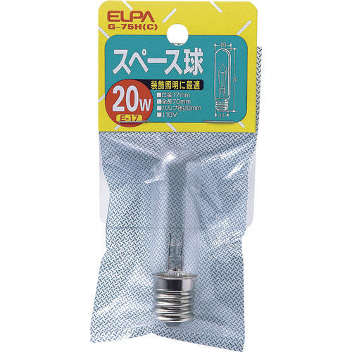 ＥＬＰＡ　スペース球　Ｅ１７　消費電力２０Ｗ　G-75H(C)　1 個