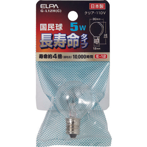 ＥＬＰＡ　国民球　長寿命　Ｅ１２　５Ｗ　クリア　G-L12H(C)　1 個