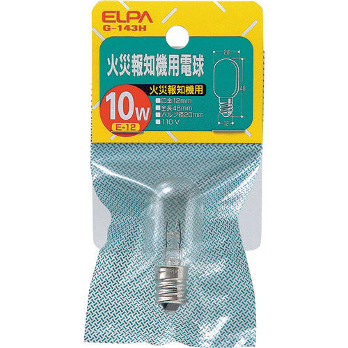 ＥＬＰＡ　火災報知器用電球　Ｅ１２　１１０Ｖ　消費電力１０Ｗ　G-143H　1 個