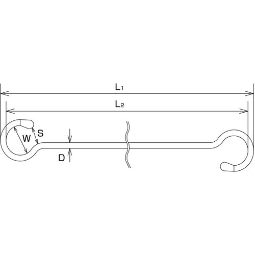 水本　Ｓフック　ステンレス　スーパーロングＳカン　４ミリ　全長４００ｍｍ　A-2720　1 個