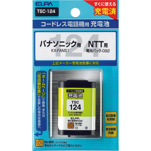 ＥＬＰＡ　電話機用充電池　TSC-124　1 個