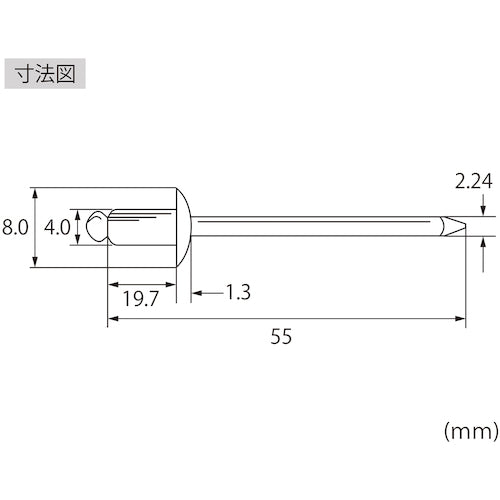 エビ　ブラインドリベット（アルミニウム／スティール製）　５−１０（２５本入）　エコパック　NSA510MP　1 PK