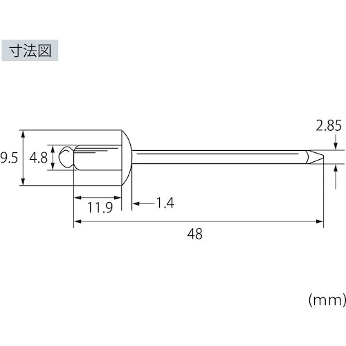 エビ　ブラインドリベット（ステンレス／スティール製）　６−５（１５本入）　エコパック　NSS65MP　1 PK