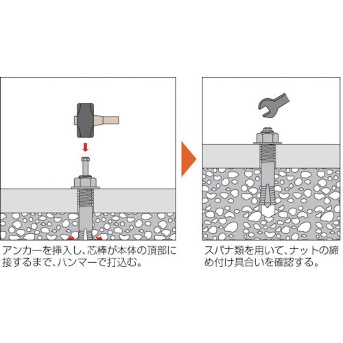 ＴＲＵＳＣＯ　オールアンカーＣタイプ　スチール　Ｍ６Ｘ４５　１６本入　（コンクリート用アンカー／芯棒打込み式　）　C-645BT　1 PK