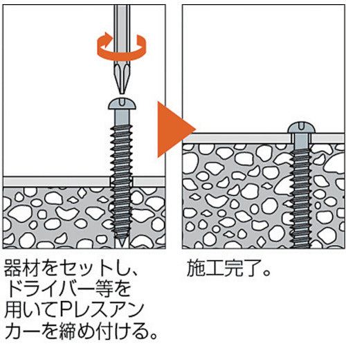 ＴＲＵＳＣＯ　Ｐレスアンカー　ナベ頭　スチール　４Ｘ２５　６８本入　（コンクリート・ブロック・木材用／ねじ固定式　）　PPV-425BT　1 PK