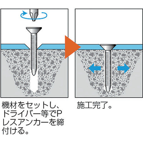 TRUSCO P-less anchor, flat head, stainless steel, 4 x 25, 24 pieces (for concrete, blocks, and wood/screw fixing type) PF-425SBT 1 PK