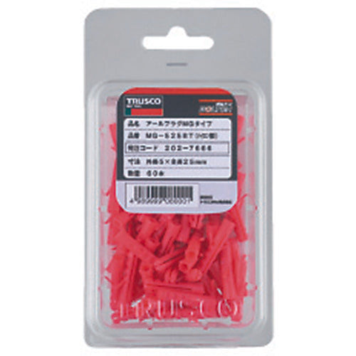 ＴＲＵＳＣＯ　オールプラグ　ナイロン　５Ｘ２５　６０本入　（コンクリート・ＡＬＣパネル用アンカー／ねじ込み式）　MG-525BT　1 PK