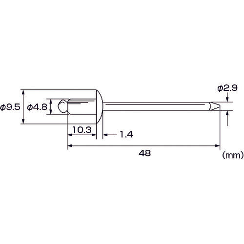 エビ　ブラインドリベット（ステンレス／ステンレス製）　６−４（１５本入）　エコパック　NST64MP　1 PK