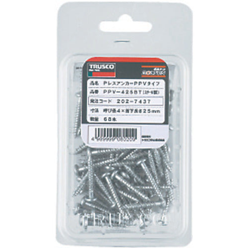 TRUSCO P-less anchor, flat head, steel, 6 x 100, 3 pieces (for concrete, blocks, and wood/screw fixing type) PFV-610BT 1 PK