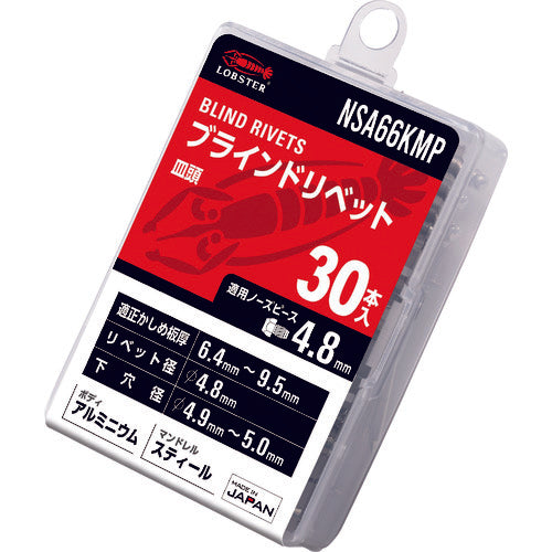 エビ　ブラインドリベット（皿頭）　アルミニウム／スティール製　６−６（３０本入）　エコパック　NSA66KMP　1 PK
