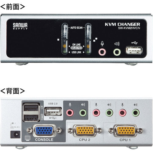 SANWA USB·PS/2 콘솔 양대응 PC 자동 전환기(2:1) SW-KVM2HVCN 1개