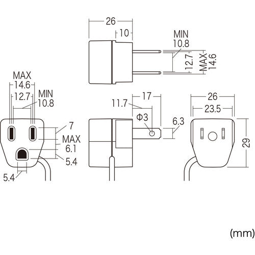 SANWA 3P→2P 변환 어댑터 절연 커버 부착 TAP-AD1N 1개