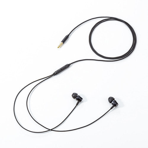 SANWA Stereo Earphones with Microphone MM-HS707BK 1 piece