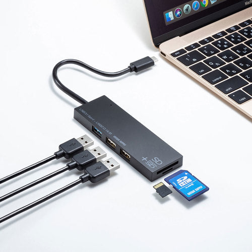 SANWA USB Type C 콤보 허브 카드 리더 포함 USB-3TCHC16BK 1개
