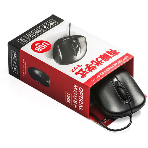 SANWA 유선 광학 마우스 MA-R115BK 1개