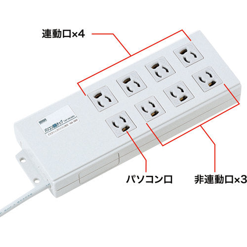 ＳＡＮＷＡ　パソコン連動タップ　TAP-RE2MN　1 本