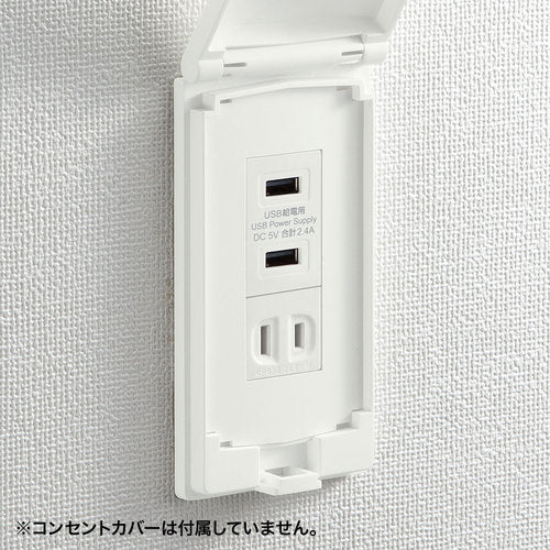 SANWA Built-in USB power outlet TAP-KJUSB2W 1 piece