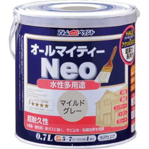 アトムペイント　水性オールマイティーネオ　０．７Ｌ　マイルドグレー　00001-18801　1 缶