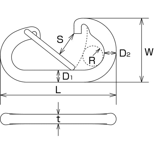 미즈모토 스테인리스 D후크 SUS316 길이 80mm (1개입) B-2637 1개
