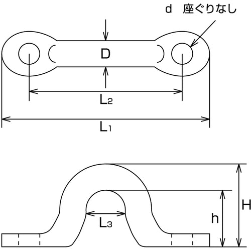 水本　ステンレス　アイストラップ（座ぐりなしタイプ）　ピッチ４５ｍｍ　B-1234　1 個