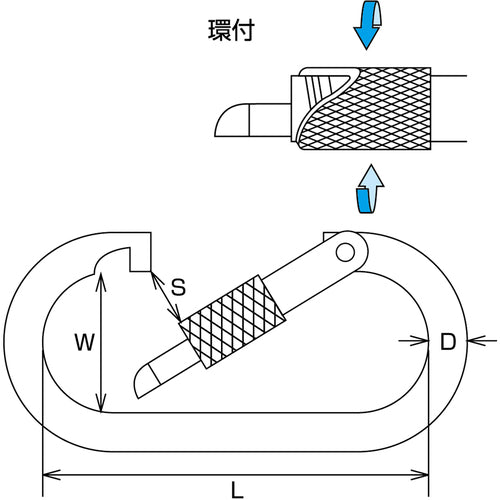 水本　ステンレス　カラビナ（環付）ＳＵＳ３１６　線径１０ｍｍ長さ９０ｍｍ　（１個入）　B-2657　1 個