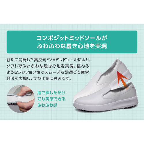 ミドリ安全　超耐滑作業靴　ハイグリップ・ザ・フォース　ＮＨＦ−７００　ホワイト　２２．０ｃｍ　NHF-700-W-22.0　1 足