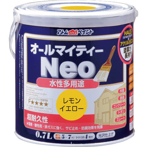 アトムペイント　水性オールマイティーネオ　０．７Ｌ　レモンイエロー　00001-18767　1 缶