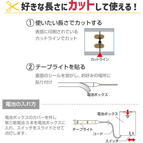 ＥＬＰＡ　ＬＥＤテープライト乾電池１．５ｍＷ色　ELT-BT150W　1 個