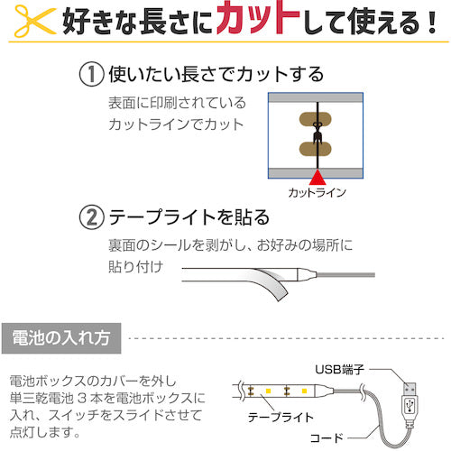 ＥＬＰＡ　ＬＥＤテープライトＵＳＢ３．０ｍＷ色　ELT-USB300W　1 個