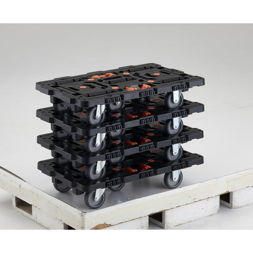 TRUSCO Articulated Plastic Platform Truck Beetle 700X450 Swivel 3 Wheels with Brazed Stopper BT700J3-E100T 1 Unit