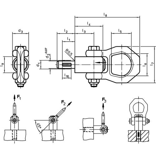 ＨＡＬＤＥＲ　ネジ山クランプ式リフティング・ピン　熱処理鋼　22352.0016　1 個