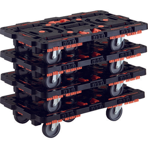 TRUSCO Bulk Purchase, Interlocking Resin Platform Truck, Beetle, 700 x 450, 5 Swivel Wheels, Spill-Proof Set, Brazed Stopper, Set of 4, BT700KJ5-E100T-M4, 1 S