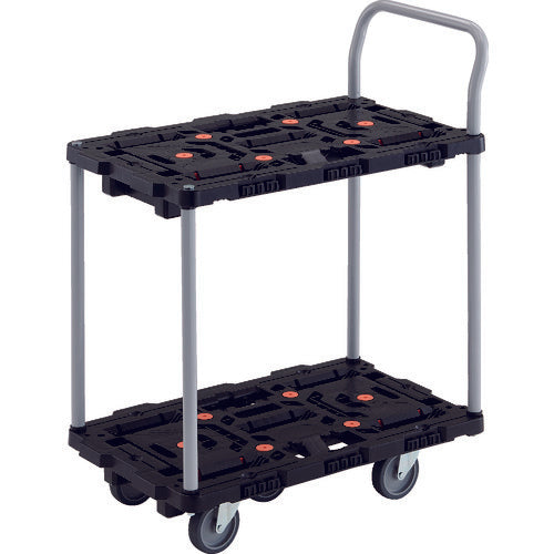 TRUSCO Interlocking Resin 2-Tier Cart Beetle 700X450 5 Swivel Wheels with Handle BT724J5-E100 1 Unit