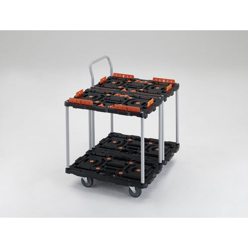 TRUSCO Interlocking Resin 2-Tier Cart Beetle 700X450 5 Swivel Wheels with Handle BT724J5-E100 1 Unit