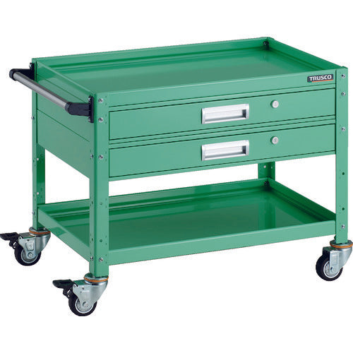 TRUSCO Tool Wagon Birdy Wagon 750 x 500 with 2 drawers, urethane wheels, Young Green BDW-672V2U-YG 1 unit