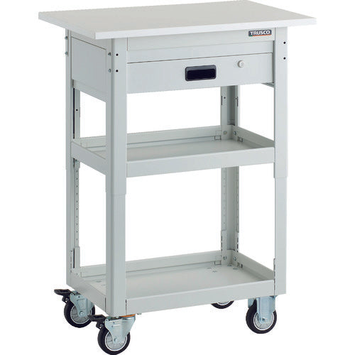TRUSCO Tool Wagon Dolphin Height Adjustable with Top 750 x 500 1 Drawer White Urethane Wheels DLWS-A963TVU-W 1 Unit