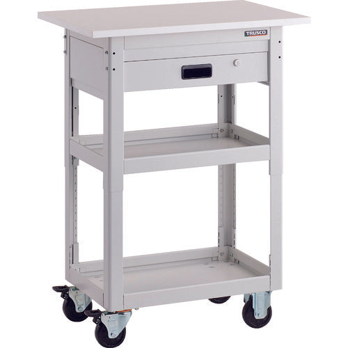 TRUSCO Tool Wagon Dolphin Height Adjustable with Tabletop 750 x 500 1 Drawer White DLWS-A963TV-W 1 Unit