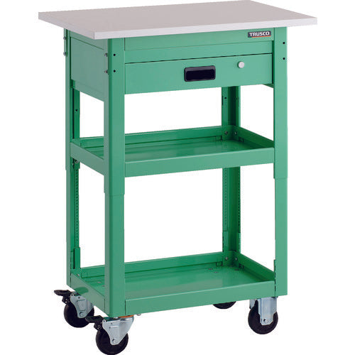 TRUSCO Tool Wagon Dolphin Height Adjustable with Top 750X500 1 Drawer Young Green DLWS-A963TV-YG 1 Unit