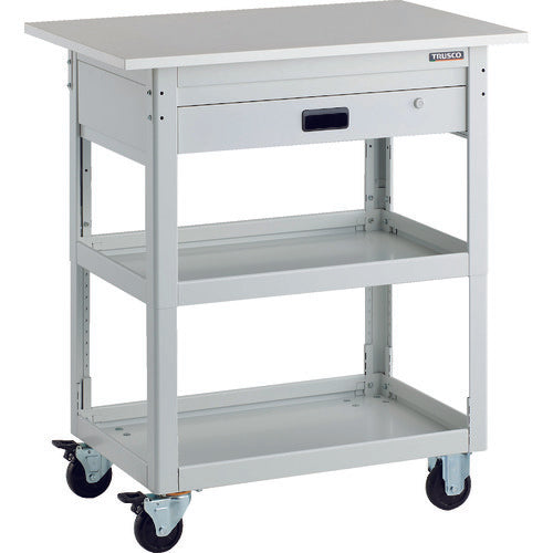 TRUSCO Tool Wagon Dolphin Height Adjustable with Tabletop 900 x 600 1 Drawer White DLWS-A973TV-W 1 Unit