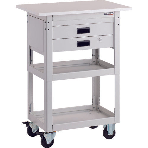 TRUSCO Tool Wagon Dolphin Height Adjustable with Top 750 x 500 2 Drawers White DLWS-A963TX-W 1 Unit