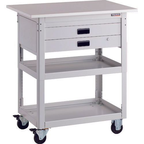 TRUSCO Tool Wagon Dolphin Height Adjustable with Top 900 x 600 2 Drawers White DLWS-A973TX-W 1 Unit